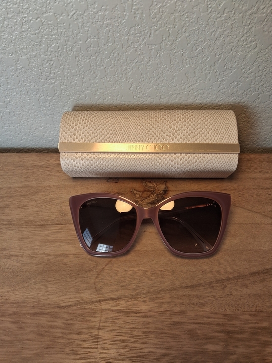 Jimmy Choo Mauve Cat-Eye Sunglasses with Cream Case